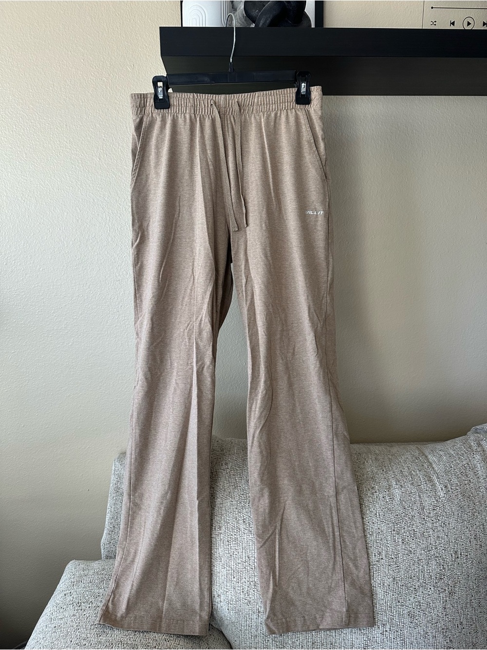 Men's Beige Relaxed Fit Lounge Joggers with Drawstring